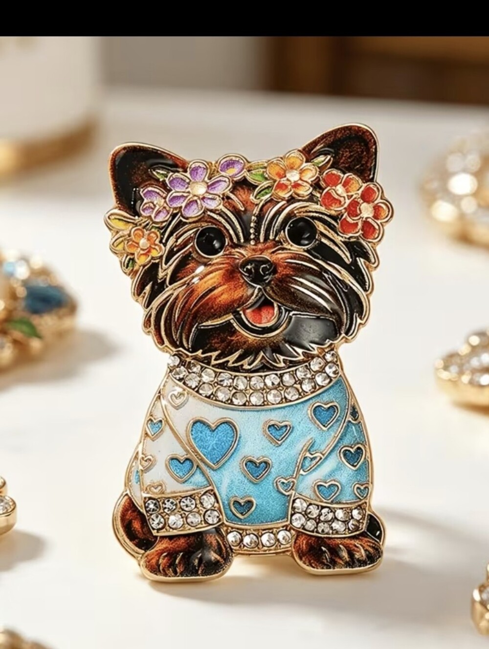 Yorkie Dog Yorkshire Terrier Tiny Brooch NEW